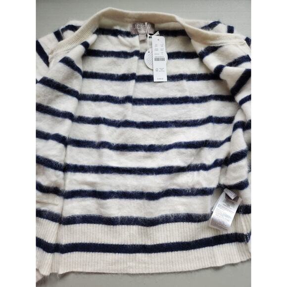 NWT J.Crew Brushed Cashmere Cropped Fitted Cardigan Sweater Sz S Stripe #3G508 - Picture 11 of 11